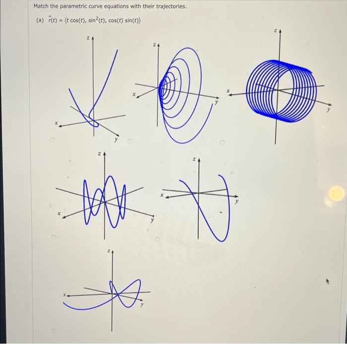 Match the parametric curve equations with their trajectories